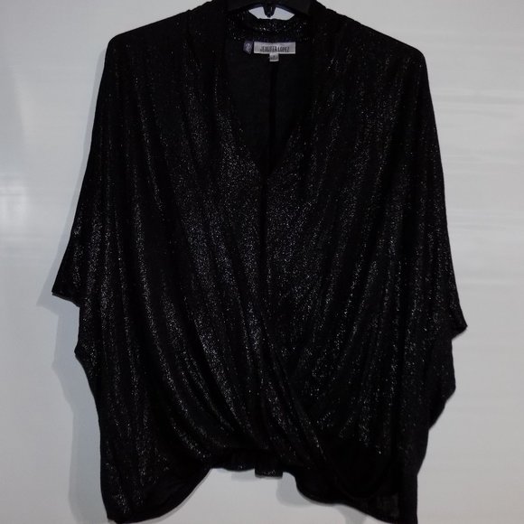 Jennifer Lopez Black Sparkle Sag Blouse Size Small - Picture 4 of 5